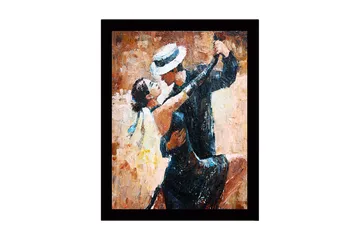 Inramad Canvastavla i trä - 41x56 cm - Passionerad tango mellan två dansare - Svart / Hudton / Beige - Inredning - Tavlor & posters - Canvastavla