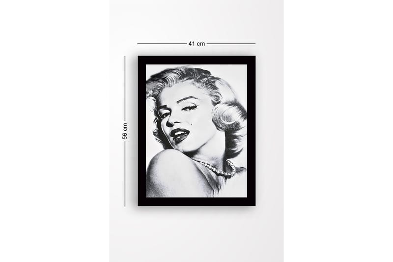 Inramad Canvastavla i trä - 41x56 cm - Porträtt av en glamourös kvinna med en förförisk blick - Svart / Vitt / Grått - Inredning - Tavlor & posters - Canvastavla