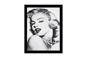 Inramad Canvastavla i trä - 41x56 cm - Porträtt av en glamourös kvinna med en förförisk blick - Svart / Vitt / Grått - Inredning - Tavlor & posters - Canvastavla