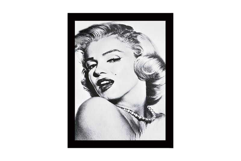 Inramad Canvastavla i trä - 41x56 cm - Porträtt av en glamourös kvinna med en förförisk blick - Svart / Vitt / Grått - Inredning - Tavlor & posters - Canvastavla