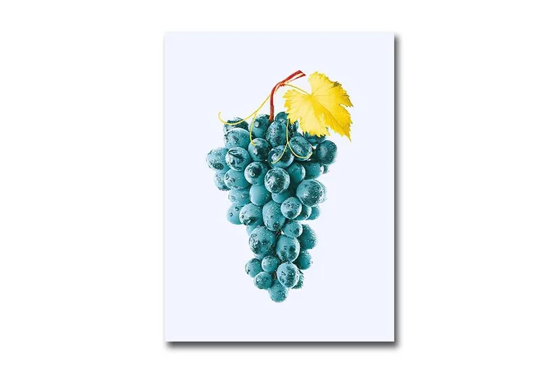 Liten Canvastavla 28x38 cm - Druvklase med en gul bladstjälk - Blå / Gul - Inredning - Tavlor & posters - Canvastavla
