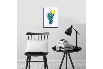 Liten Canvastavla 28x38 cm - Druvklase med en gul bladstjälk - Blå / Gul - Inredning - Tavlor & posters - Canvastavla