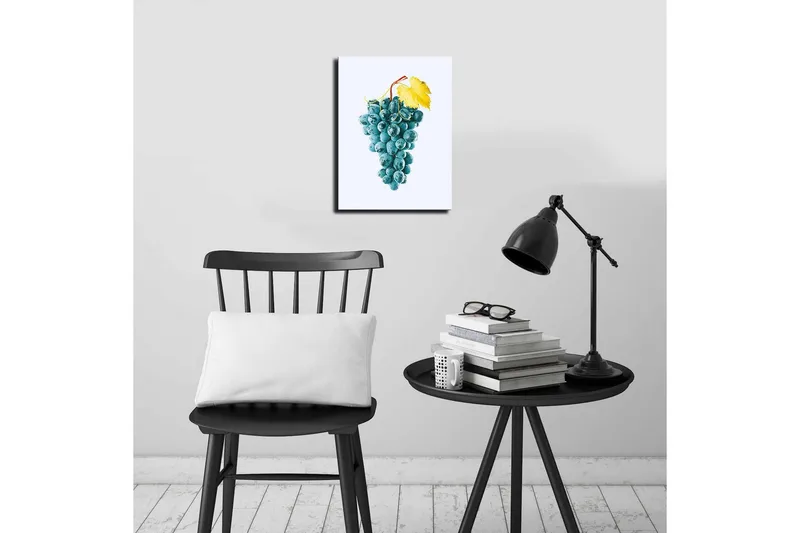 Liten Canvastavla 28x38 cm - Druvklase med en gul bladstjälk - Blå / Gul - Inredning - Tavlor & posters - Canvastavla