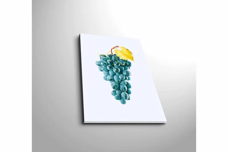 Liten Canvastavla 28x38 cm - Druvklase med en gul bladstjälk - Blå / Gul - Inredning - Tavlor & posters - Canvastavla