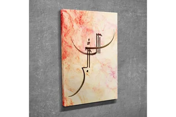 Liten Canvastavla 30x40 cm - Abstrakt ansikte med stiliserade linjer - Ljusrosa / Beige / Mörkbrun - Inredning - Tavlor & posters - Canvastavla