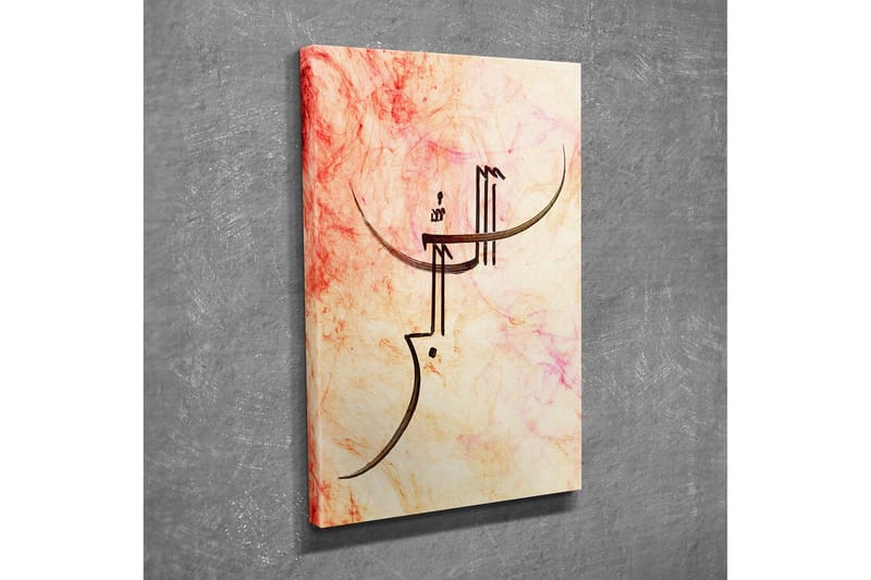 Liten Canvastavla 30x40 cm - Abstrakt ansikte med stiliserade linjer - Ljusrosa / Beige / Mörkbrun - Inredning - Tavlor & posters - Canvastavla