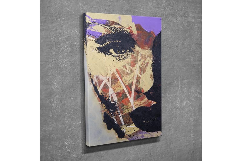 Liten Canvastavla 30x40 cm - Abstrakt porträtt med starka kontraster - Lila / Svart / Beige - Inredning - Tavlor & posters - Canvastavla