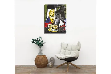 Liten Canvastavla 30x40 cm - Abstrakt porträtt av två ansikten i samspel - Gul / Svart / Röd - Inredning - Tavlor & posters - Canvastavla