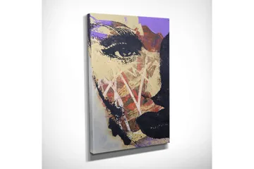 Liten Canvastavla 30x40 cm - Abstrakt porträtt med starka kontraster - Lila / Svart / Beige - Inredning - Tavlor & posters - Canvastavla