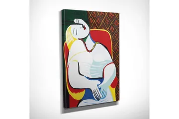 Liten Canvastavla 30x40 cm - Avslappnad kvinna i en färgglad miljö - Röd / Gul / Grön - Inredning - Tavlor & posters - Canvastavla