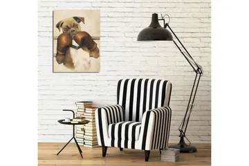 Liten Canvastavla 30x40 cm - Boxande hund med handskar - Brun / Beige / Vit - Inredning - Tavlor & posters - Canvastavla