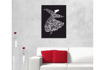 Liten Canvastavla 30x40 cm - Dansande figur i kalligrafisk stil - Vit / Svart - Inredning - Tavlor & posters - Canvastavla