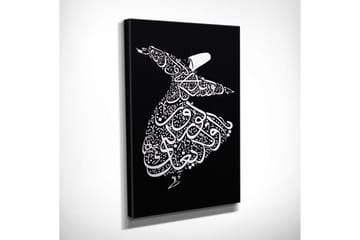 Liten Canvastavla 30x40 cm - Dansande figur i kalligrafisk stil - Vit / Svart - Inredning - Tavlor & posters - Canvastavla