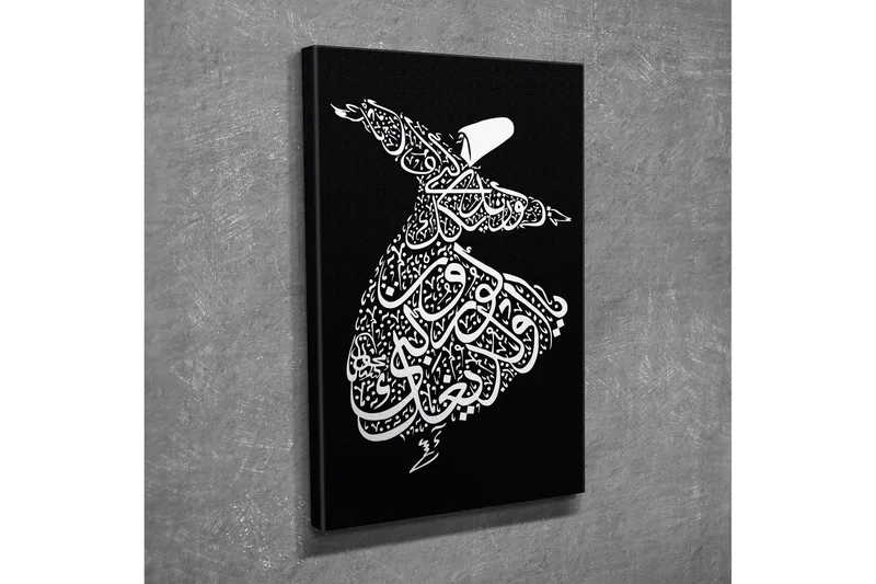 Liten Canvastavla 30x40 cm - Dansande figur i kalligrafisk stil - Vit / Svart - Inredning - Tavlor & posters - Canvastavla