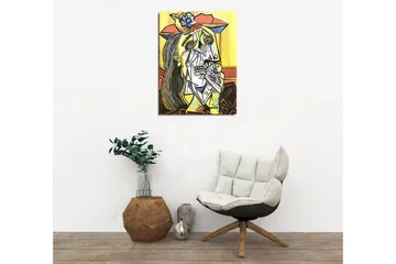 Liten Canvastavla 30x40 cm - Gråtande kvinna med geometriska former och starka uttryck - Gul / Grön / Röd - Inredning - Tavlor & posters - Canvastavla