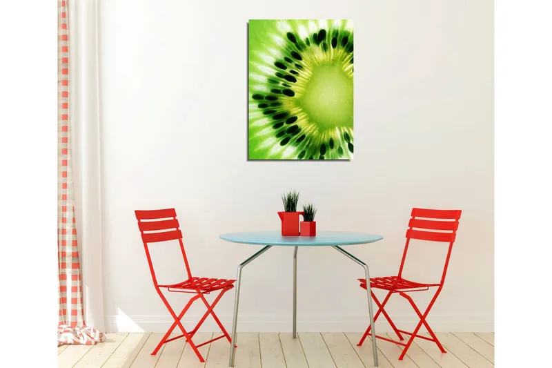 Liten Canvastavla 30x40 cm - Grön kiwifrukt med detaljerade frön - Grön / Ljusgrön / Svart - Inredning - Tavlor & posters - Canvastavla