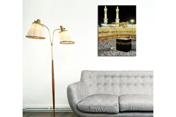 Liten Canvastavla 30x40 cm - Heliga Kaba i Mekka omgiven av pilgrimer - Svart / Vit / Guld - Inredning - Tavlor & posters - Canvastavla