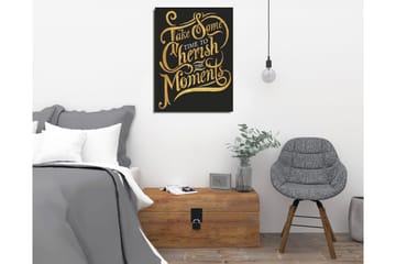 Liten Canvastavla 30x40 cm - Inspirerande citat i elegant typografi - Guld / Svart - Inredning - Tavlor & posters - Canvastavla