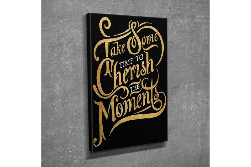 Liten Canvastavla 30x40 cm - Inspirerande citat i elegant typografi - Guld / Svart - Inredning - Tavlor & posters - Canvastavla