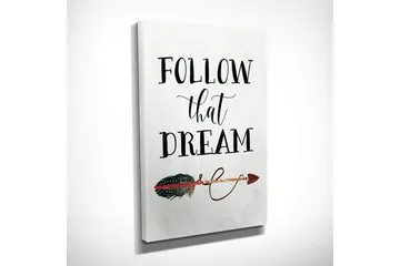 Liten Canvastavla 30x40 cm - Inspirerande text med en pil och fjädermotiv - Svart / Grön / Röd - Inredning - Tavlor & posters - Canvastavla