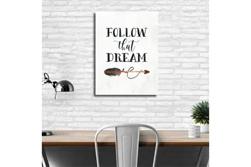 Liten Canvastavla 30x40 cm - Inspirerande text med en pil och fjädermotiv - Svart / Grön / Röd - Inredning - Tavlor & posters - Canvastavla