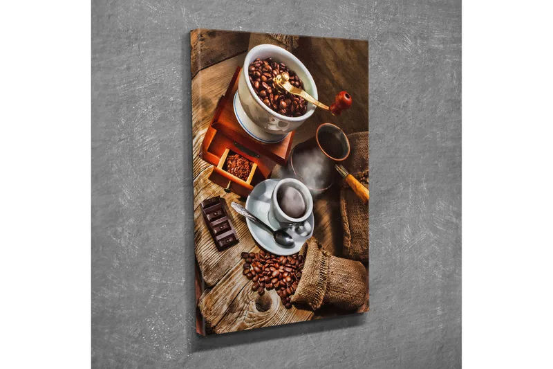 Liten Canvastavla 30x40 cm - Kaffe- och chokladkomposition med rostade kaffebönor - Brun / Beige / Svart - Inredning - Tavlor & posters - Canvastavla