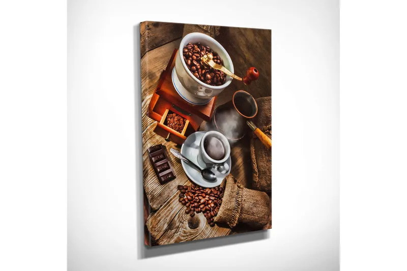 Liten Canvastavla 30x40 cm - Kaffe- och chokladkomposition med rostade kaffebönor - Brun / Beige / Svart - Inredning - Tavlor & posters - Canvastavla