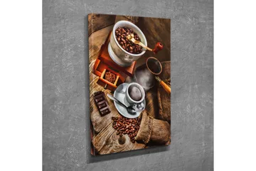 Liten Canvastavla 30x40 cm - Kaffe- och chokladkomposition med rostade kaffebönor - Brun / Beige / Svart - Inredning - Tavlor & posters - Canvastavla