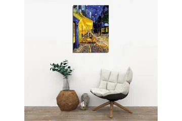 Liten Canvastavla 30x40 cm - Livlig uteservering under stjärnklara nätter - Gult / Blått / Mörkgrönt - Inredning - Tavlor & posters - Canvastavla