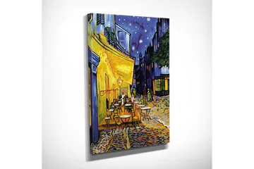 Liten Canvastavla 30x40 cm - Livlig uteservering under stjärnklara nätter - Gult / Blått / Mörkgrönt - Inredning - Tavlor & posters - Canvastavla