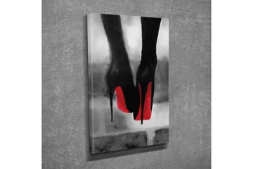 Liten Canvastavla 30x40 cm - Svart högklackad sko med röd sula - Svart / Röd - Inredning - Tavlor & posters - Canvastavla