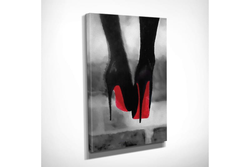 Liten Canvastavla 30x40 cm - Svart högklackad sko med röd sula - Svart / Röd - Inredning - Tavlor & posters - Canvastavla