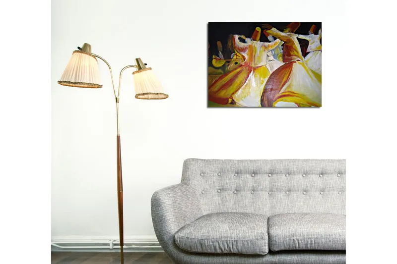 Liten Canvastavla 40x30 cm - Dansande personer i färgglada kläder - Röd / Gul / Vit - Inredning - Tavlor & posters - Canvastavla