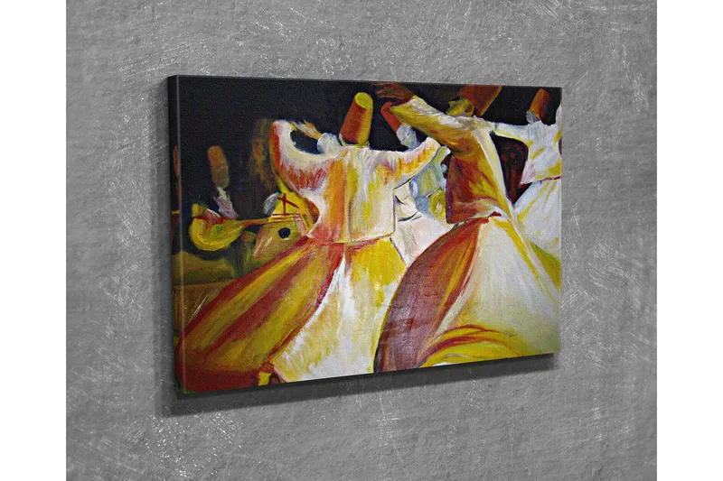 Liten Canvastavla 40x30 cm - Dansande personer i färgglada kläder - Röd / Gul / Vit - Inredning - Tavlor & posters - Canvastavla