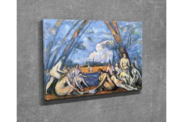 Liten Canvastavla 40x30 cm - Grupp av nakna människor vid en vattenkant omgivna av träd - Blå / Hudton / Orange - Inredning - Tavlor & posters - Canvastavla