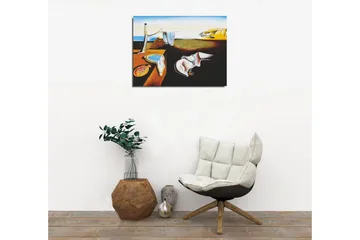 Liten Canvastavla 40x30 cm - Surrealistisk komposition med smälta klockor och en landskapsbakgrund - Gult / Blått / Brunt - Inredning - Tavlor & posters - Canvastavla