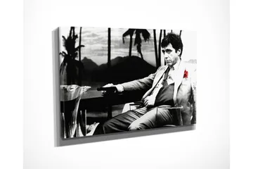 Liten Canvastavla 40x30 cm - Svartvit porträtt av en man med en röd ros i kostymen - Svart / Vit / Röd - Inredning - Tavlor & posters - Canvastavla