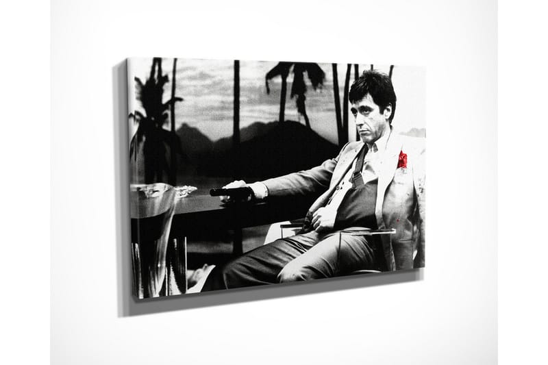 Liten Canvastavla 40x30 cm - Svartvit porträtt av en man med en röd ros i kostymen - Svart / Vit / Röd - Inredning - Tavlor & posters - Canvastavla