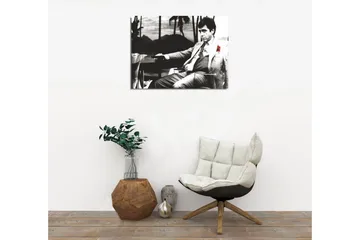 Liten Canvastavla 40x30 cm - Svartvit porträtt av en man med en röd ros i kostymen - Svart / Vit / Röd - Inredning - Tavlor & posters - Canvastavla