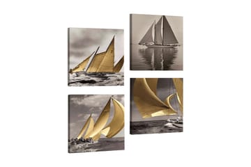 Målning Dekorativ 4 Delar - Grå/Créme/Vit/Svart - Inredning - Tavlor & posters - Canvastavla