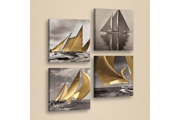 Målning Dekorativ 4 Delar - Grå/Créme/Vit/Svart - Inredning - Tavlor & posters - Canvastavla