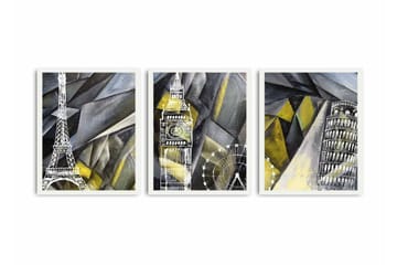 MDF-målning Dekorativ 3 Delar - Flerfärgad - Inredning - Tavlor & posters - Canvastavla