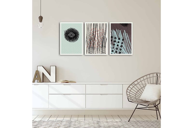 MDF-målning Dekorativ 3 Delar - Flerfärgad - Inredning - Tavlor & posters - Canvastavla