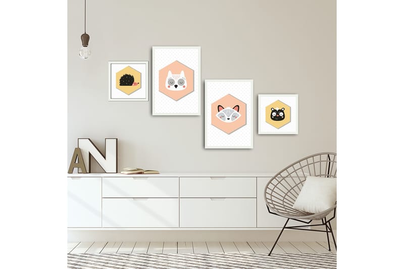 MDF-målning Dekorativ 4 Delar - Flerfärgad - Inredning - Tavlor & posters - Canvastavla