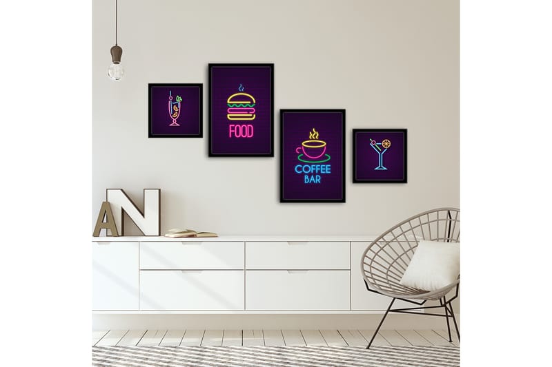 MDF-målning Dekorativ 4 Delar - Flerfärgad - Inredning - Tavlor & posters - Canvastavla