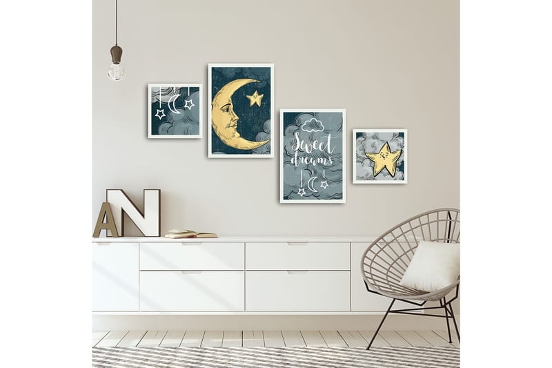 MDF-målning Dekorativ 4 Delar - Flerfärgad - Inredning - Tavlor & posters - Canvastavla
