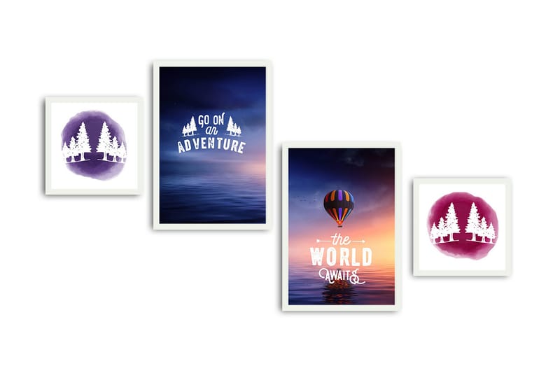 MDF-målning Dekorativ 4 Delar - Flerfärgad - Inredning - Tavlor & posters - Canvastavla