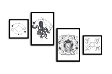 MDF-målning Dekorativ 4 Delar - Flerfärgad - Inredning - Tavlor & posters - Canvastavla