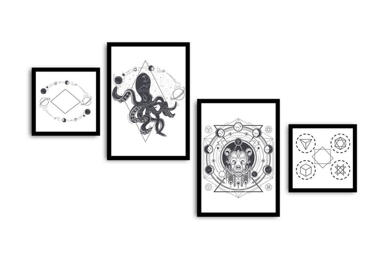 MDF-målning Dekorativ 4 Delar - Flerfärgad - Inredning - Tavlor & posters - Canvastavla