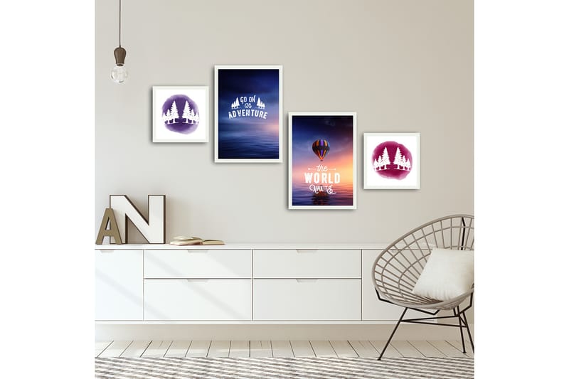 MDF-målning Dekorativ 4 Delar - Flerfärgad - Inredning - Tavlor & posters - Canvastavla